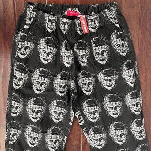 SUPREME HELLRAISER JACQUARD DENIM SKATE PANTS BLACK SZ MED Clive Barker SS18 NEW